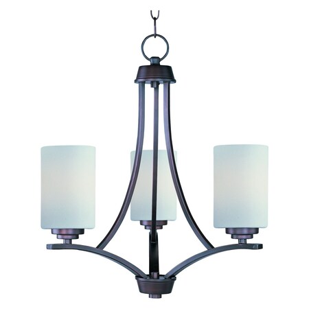 Maxim Three Light Oil Rubbed Bronze Satin White Glass Up Chandelier 20033SWOI